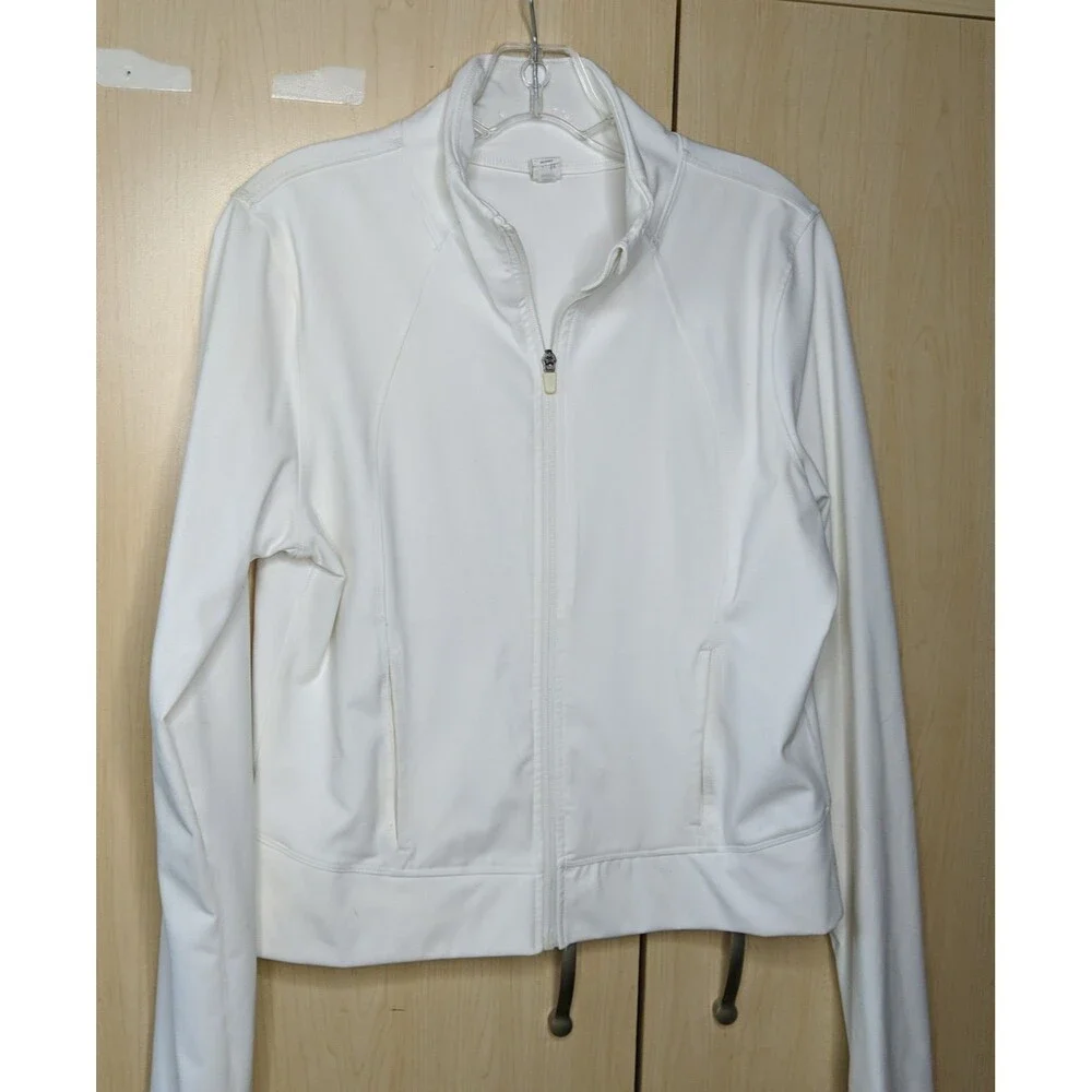 90 Degree Reflex White Compression Jacket Women Size XL  Very Fitted Full Zip